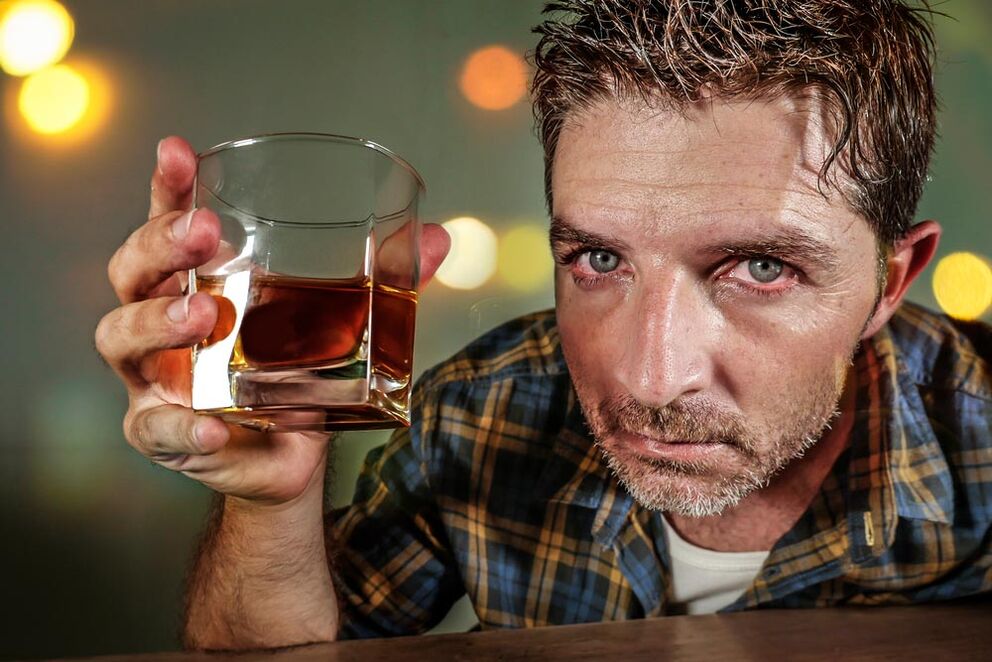 A man alcoholic seems painful